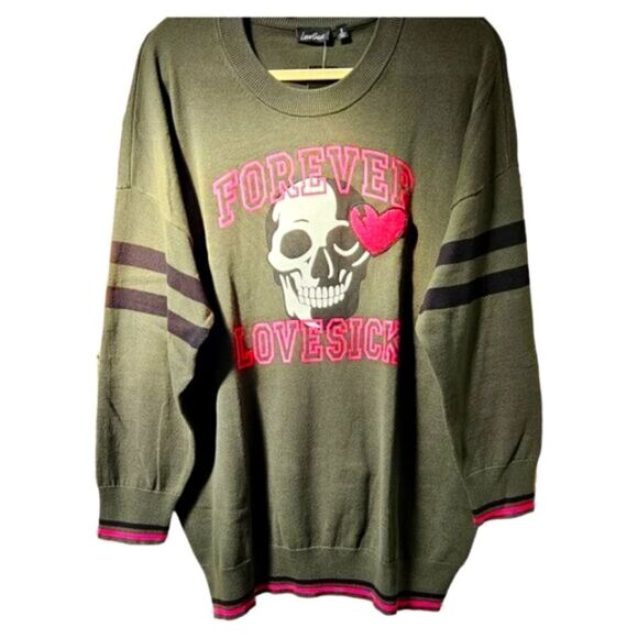 TORRID LOVESICK Plus Size Warm Crew Neck Skull Heart Graphic Sweater 3X - Picture 2 of 16
